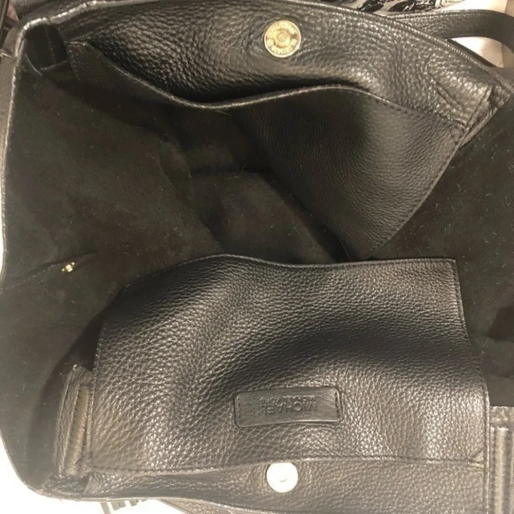 Michael kors black leather tassel tote bag